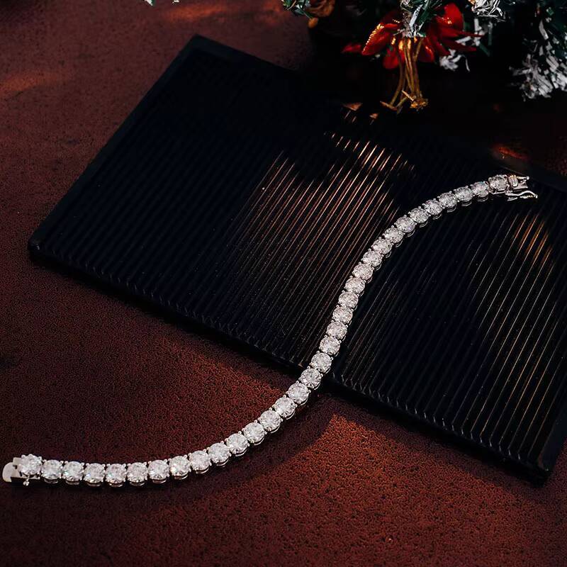 Iced Out Jewely Custom 14K Real Yellow Gold White Gold Rose Gold VVS Moissanite Diamond Tennis Charms Bracelets