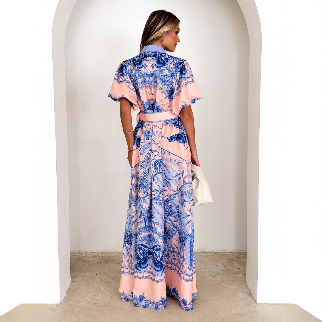 2025 Stand Collar Ruffled Top High Waist ThreeDimensional Hem Skirt Set for Women