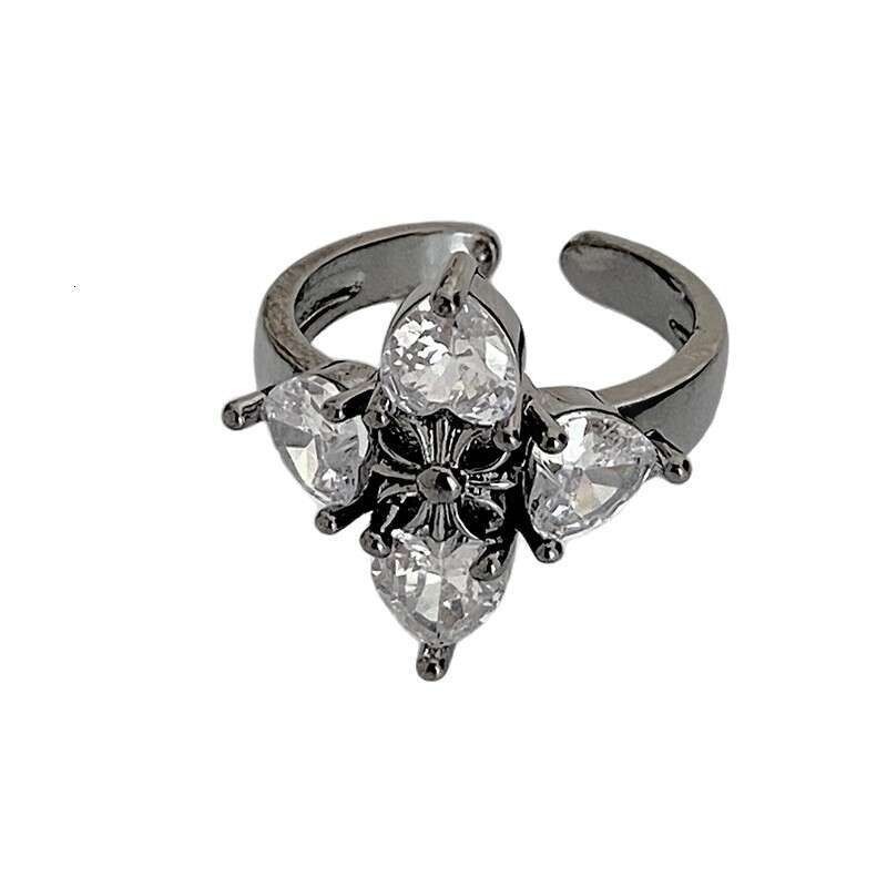 New Fashion Ring Cross High-end Minimalist Style Heavy Craft Super Shiny Personality Trendy Sweet Cool Flower