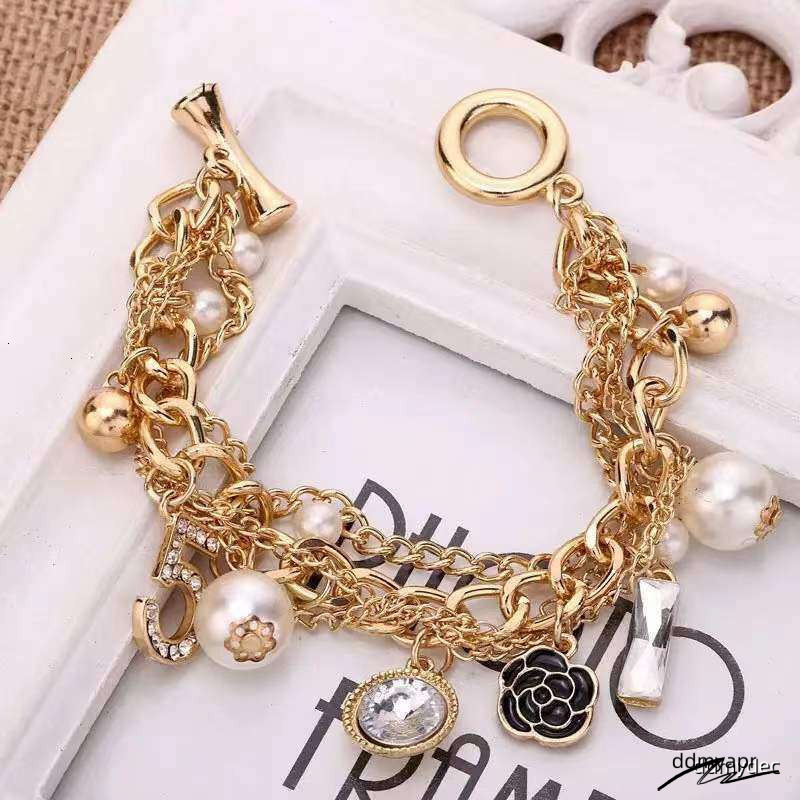 Korean Style Multi-Layer Small Flower Number 5 Metal ddmydec Chain Bracelet Jewelry Handmade ddmydec