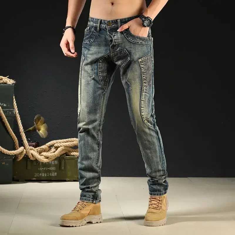 Male Cowboy Pants Skinny Low Rise Jeans for Men Motorcycle Slim Fit Trousers 90s Streetwear Straight Tight Pipe Retro Casual Xs W250905