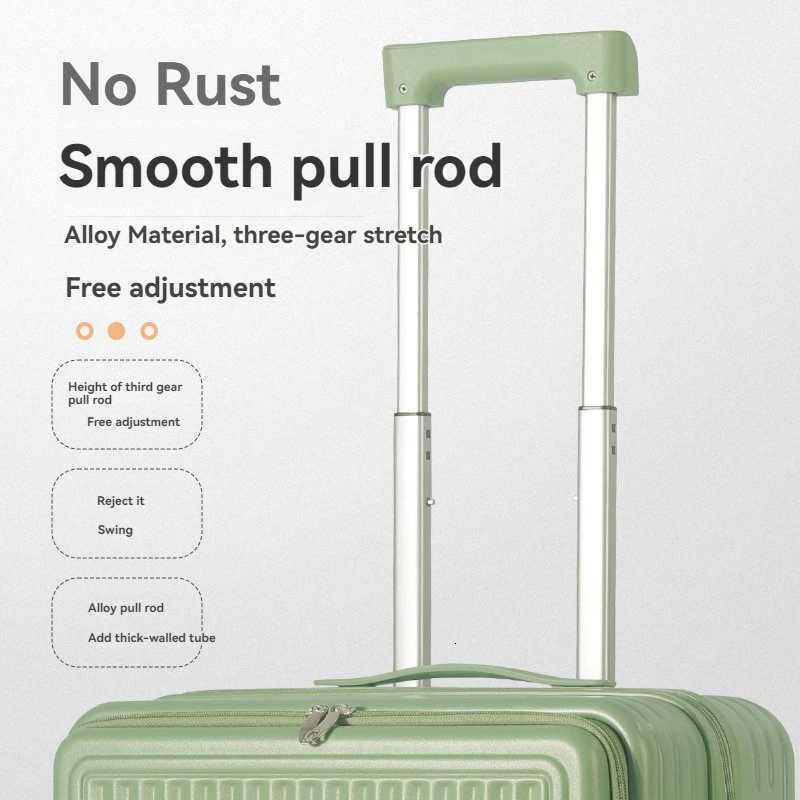 Front opening luggage compartment 18 inch multifunctional suitcase for women mini boarding case small password travel suitcase Z250905