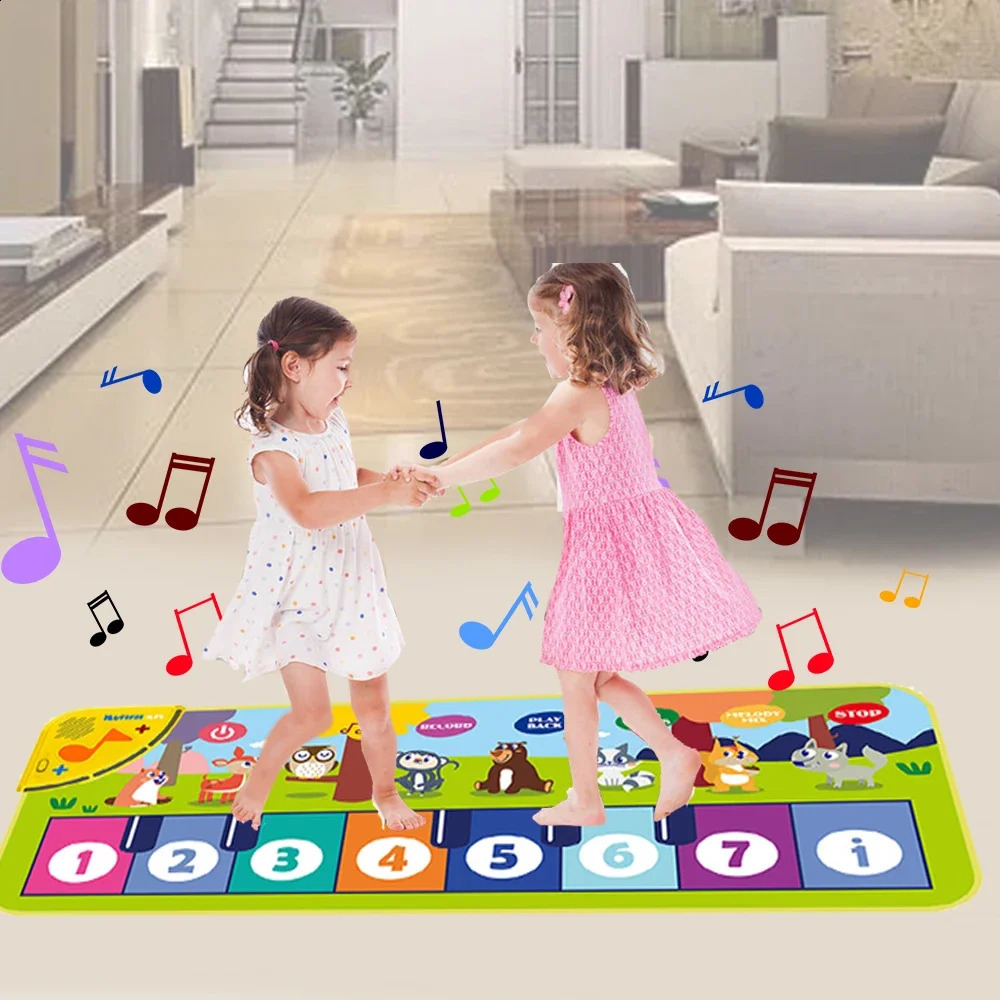 Piano Mat for Kids Toddlers Floor Keyboard Dance Mat Baby Fitness Play Animal Music Blanket Instrument Toys Girl Boy Gift 250904