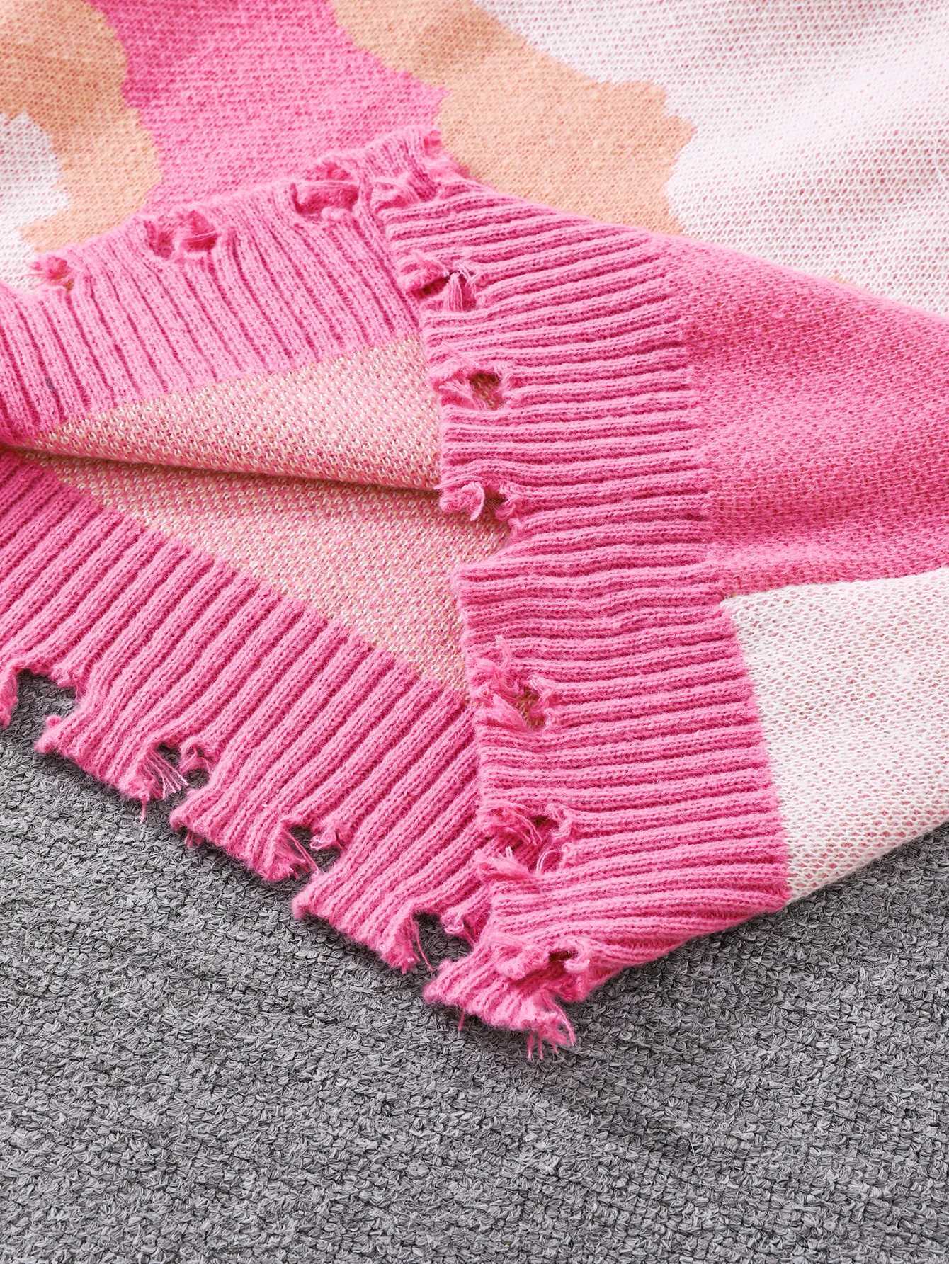 Autumn and Winter Cloud Jacquard Pattern Pullover Ripped Sweater Casual Round Neck Knitted Mens Pullover Z250905