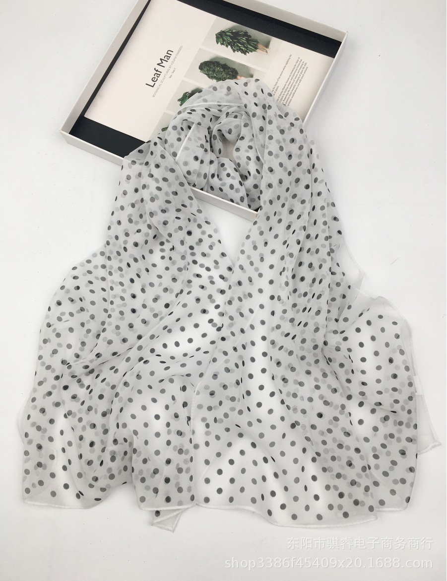 K1817 Korean imported georgette fabric spring and autumn women's printed silk scarf fashionable temperament niche tail