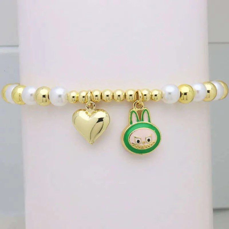 LABUBU Fashion Boutique Jewelry Gold Pleated Adjustable Labubu Charm Pendant Bracelet and Women's Bangle