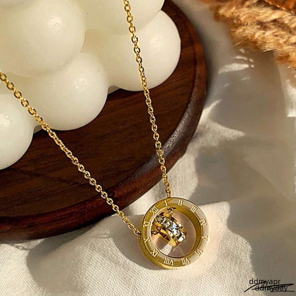 New Roman Double Ring Pendant Collarbone Chain Women's Fashion Slim Waist Necklace ddmyday