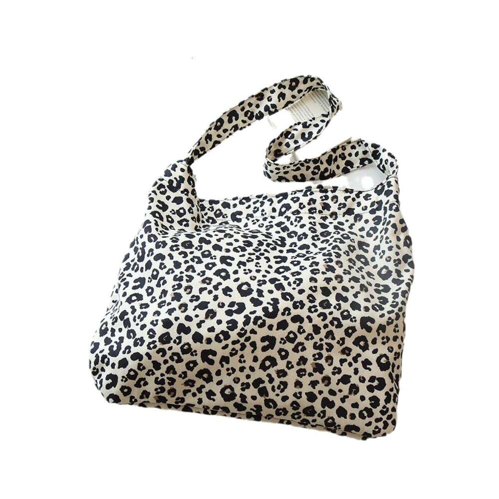 Korean and Japanese Style Modern Leopard Print Crossbody for Women Students Versatile Canvas Fashionable Shoulder Bag