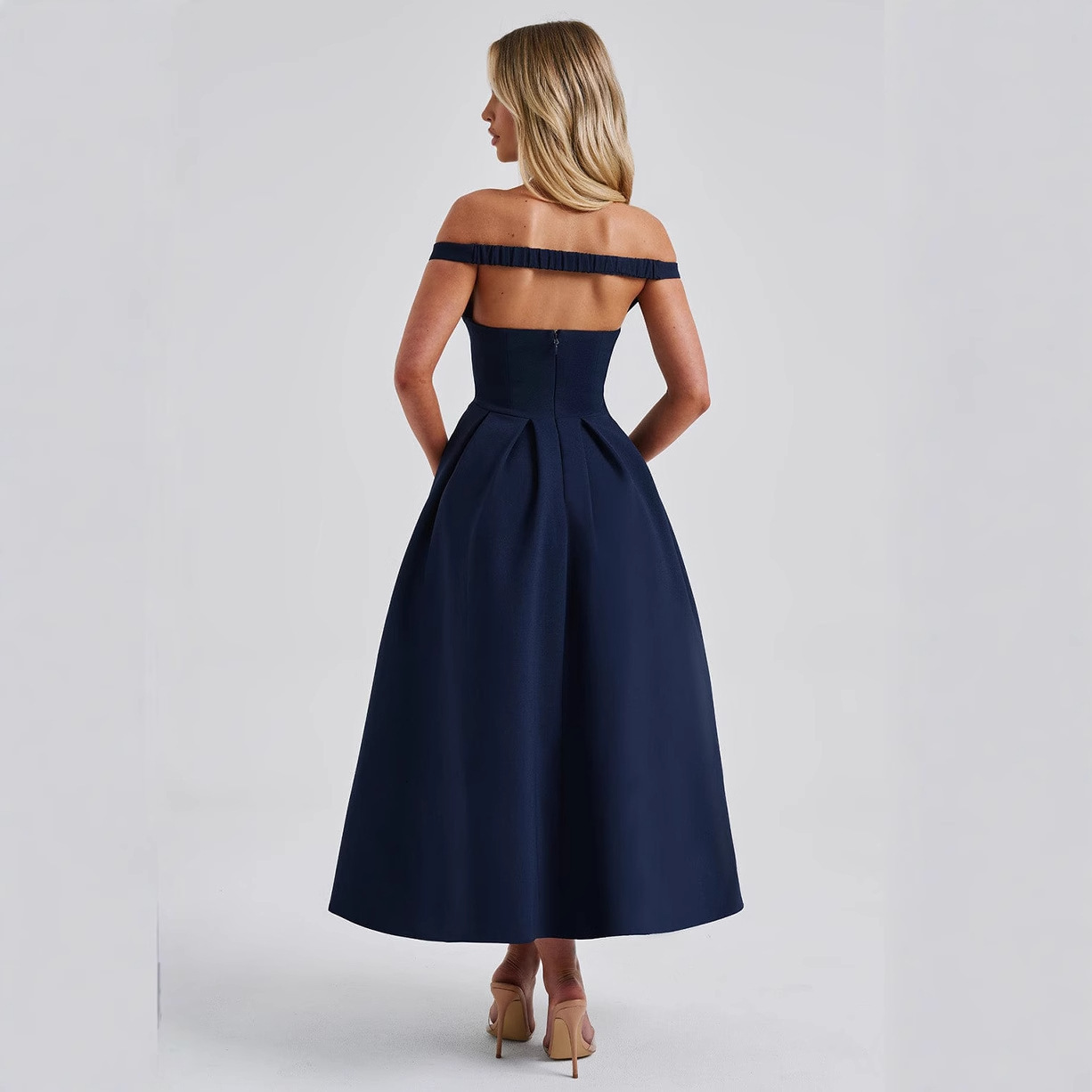 2025 Spring Summer New Womens Fashion Socialite Style Elegant VNeck Backless Evening Dress