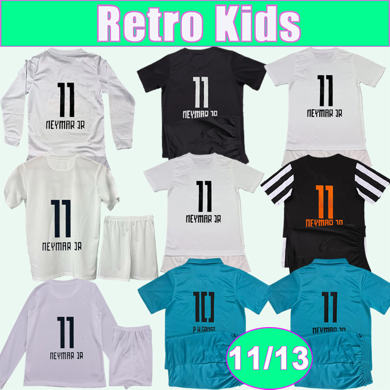 2011 2013 Santos NEYMAR JR kids kit Retro Soccer Jerseys P H GANSO Home Away 3rd Black Vintage Football Shirts long Short Sleeve Uniforms