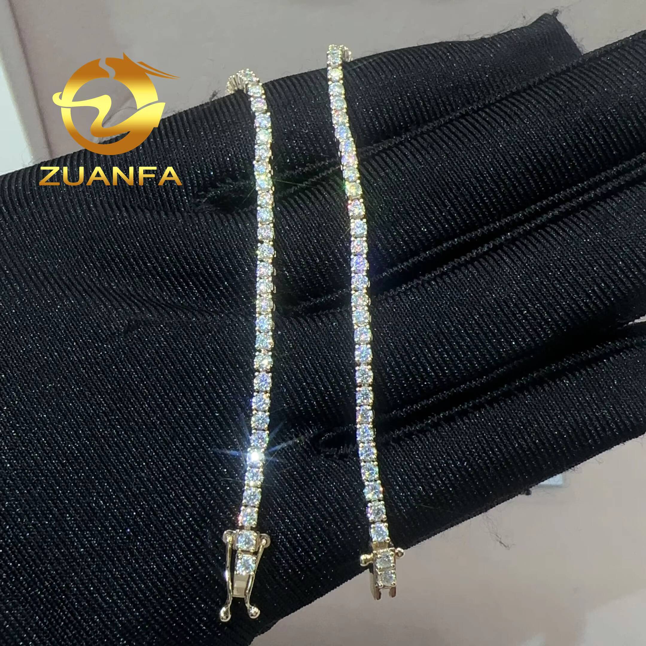 Hip Hop Jewelry Moissanite Tennis Chain 2mm 10k14k Vvs Diamond Fashion Tennis Chain Necklace Bracelet