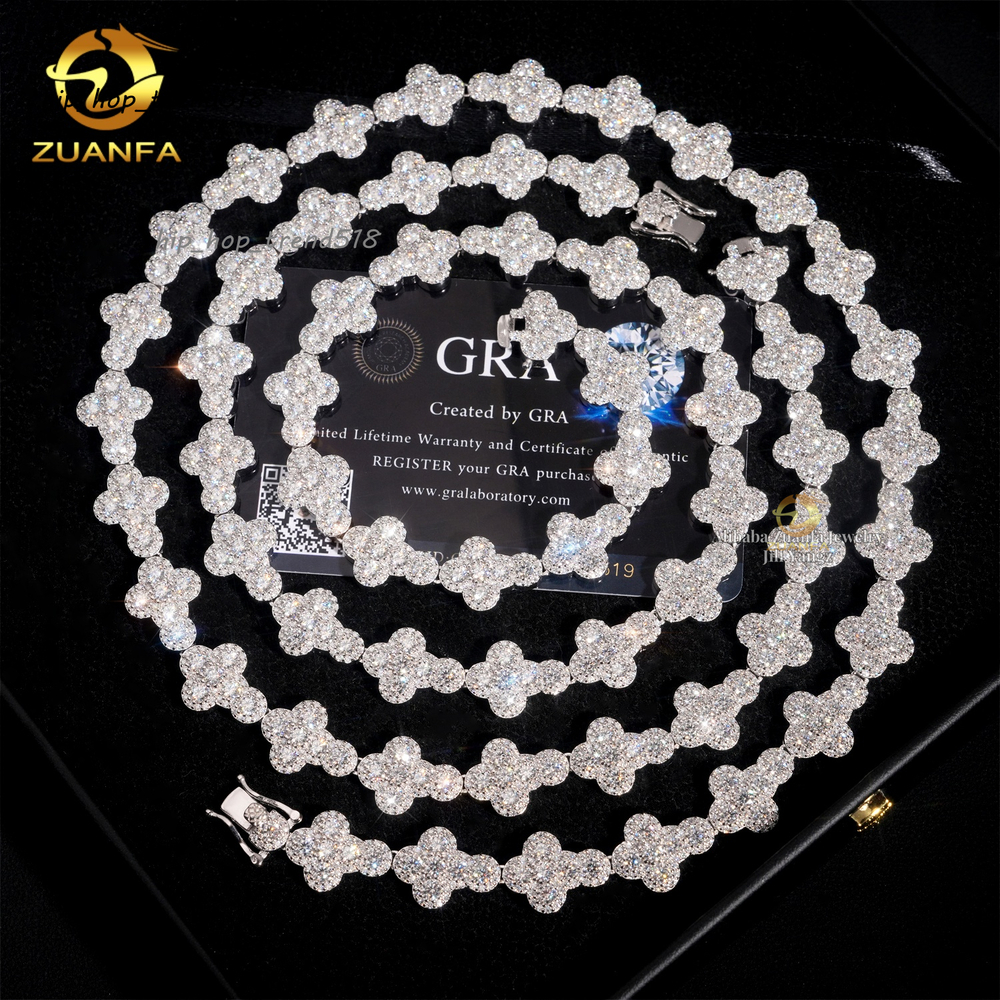 Popular Style 13mm Cross Chain Necklace Cuban Links 100 Percent Moissanite Chain Cuban Iced Out Necklace GRA Certificate