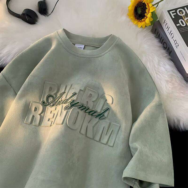 Heavyweight Essentials Oversized Acid Wash Men's Solid Color 3D Emed Cotton T-Shirt