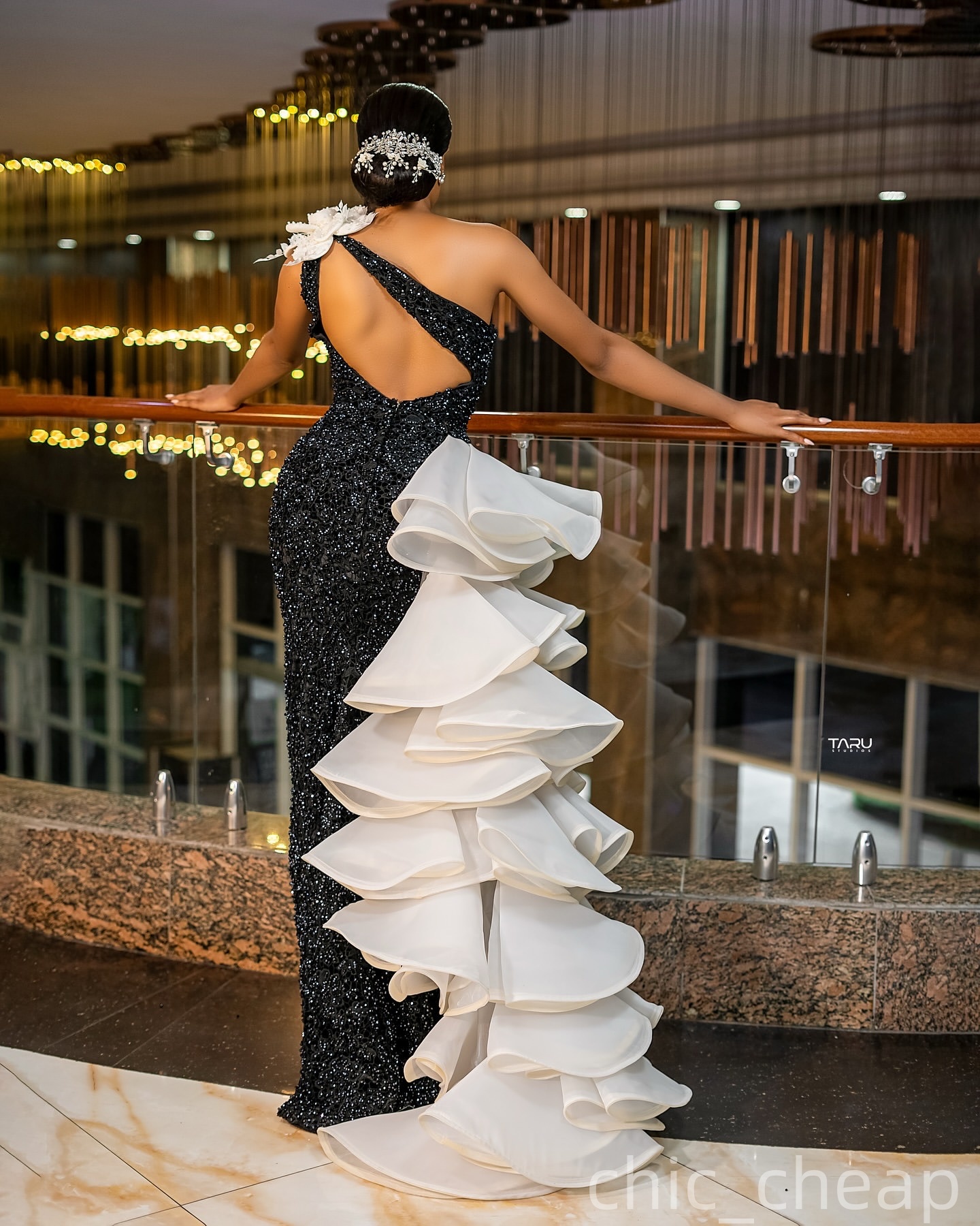 Aso Ebi Black Sheath Prom Dresses 2025 One Shoulder Flower Lace Evening Formal Party Second Birthday Engagement Gowns Plus Size Dress For Special Occa