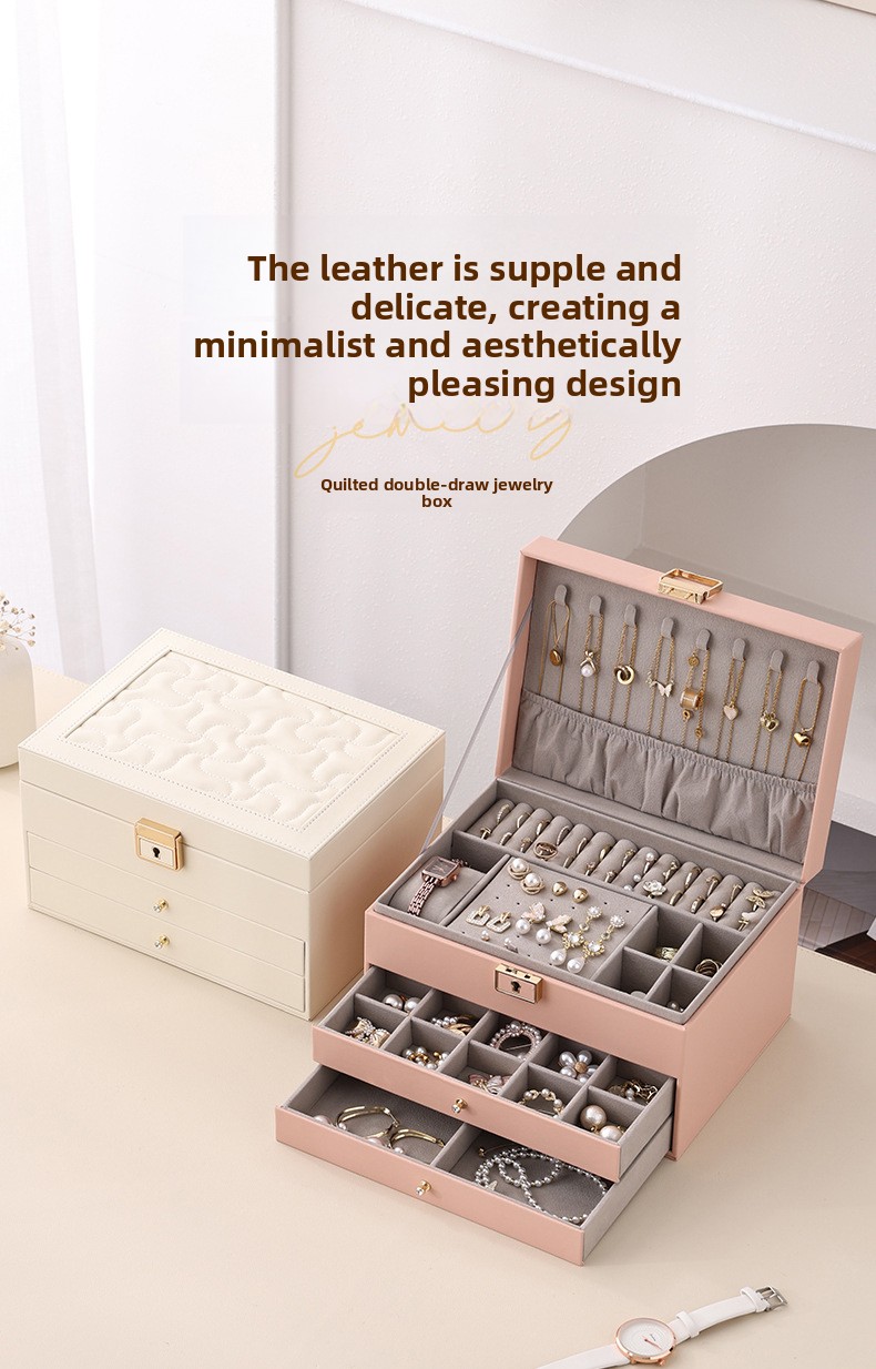Jewelry Packaging Boxes Exquisite Leather jewelry Storage Box A Multi-Layered Household PU Jewelry Case with Large Capacity and Multi Functionality