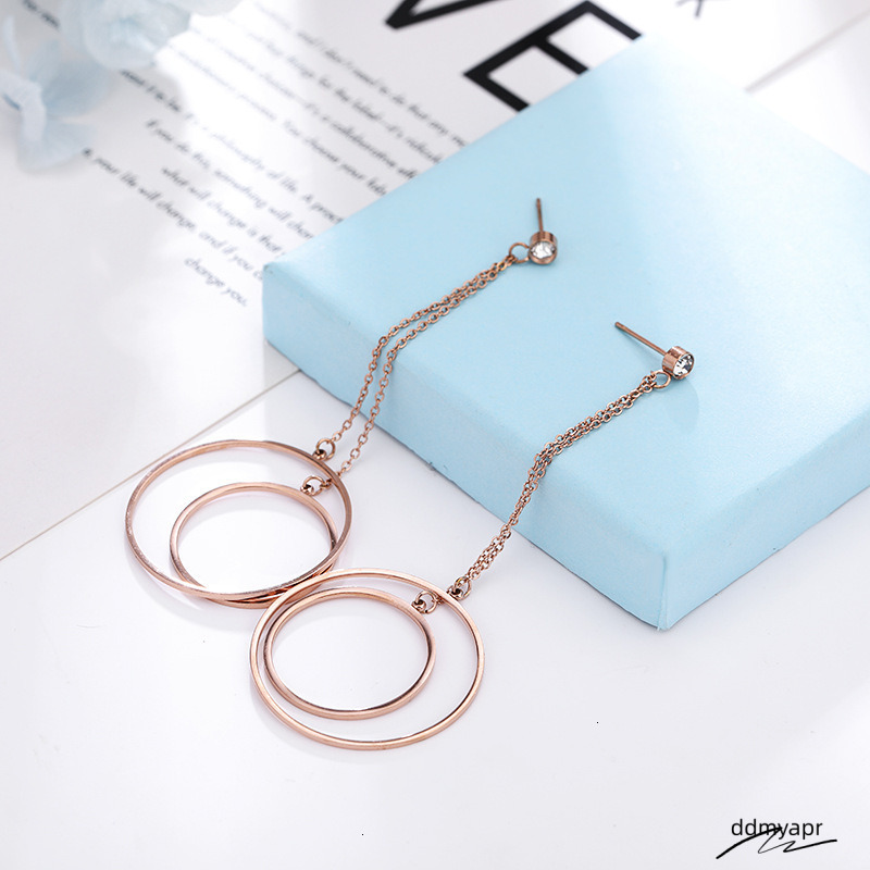 Titanium Steel Rose Gold Designer For Women, Hollow Circle Tassel Versatile Ddmydec Fashion Ladies' Jewelry Earrings Accessories Wholesale