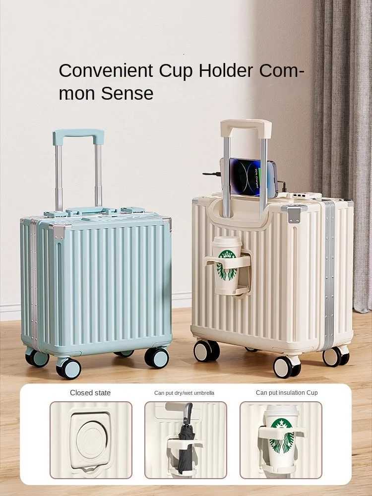Luggage 1820 inch Small Suitcase Lightweight Carryon Cabin Suitcase Code Leather Mini Rolling Luggage 2025 New Z250905