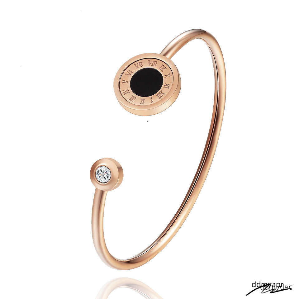 Collections Hot Selling Roman Numerals Inlaid Agate Shell Rotatable Stainless ddmydec Bracelet For Women Rose Gold Titanium Steel Bangle ddmydec