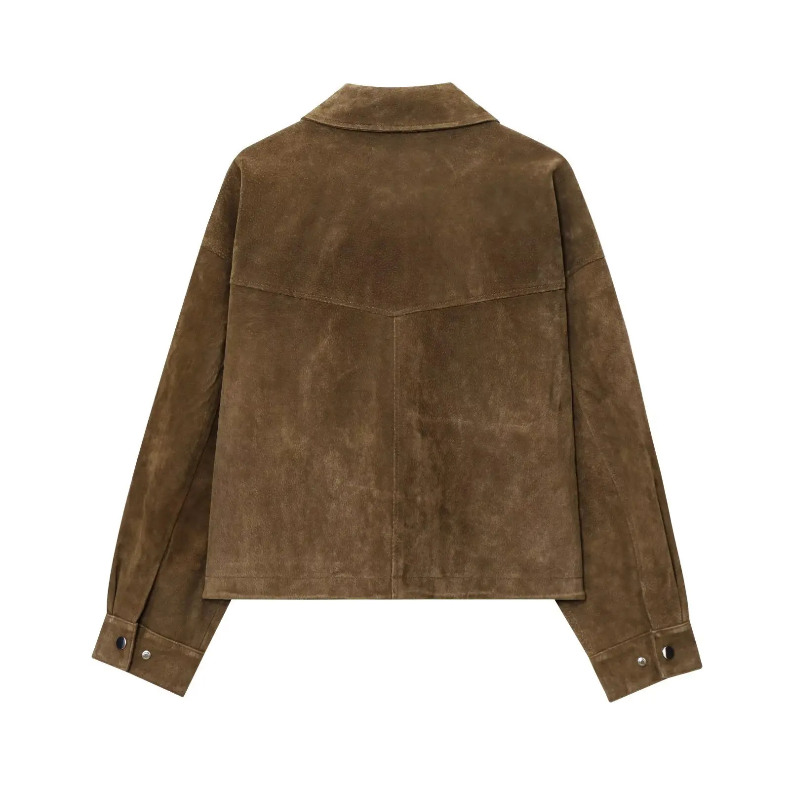 TRAF Women Autumn 2025 Fashion Faux Leather Bomber Jacket Retro Long Sleeve Chic Laps Outerwear Mujer 250905