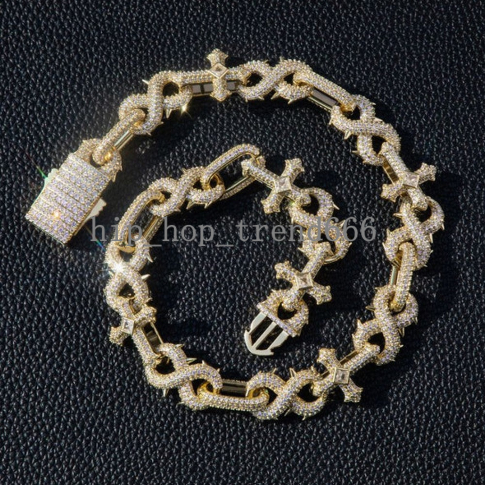 Custom 15mm Infinite Chain Passed Diamond Tester Cuban Link Chain S925 Silver VVS Moissanite Hip Hop Necklace Link