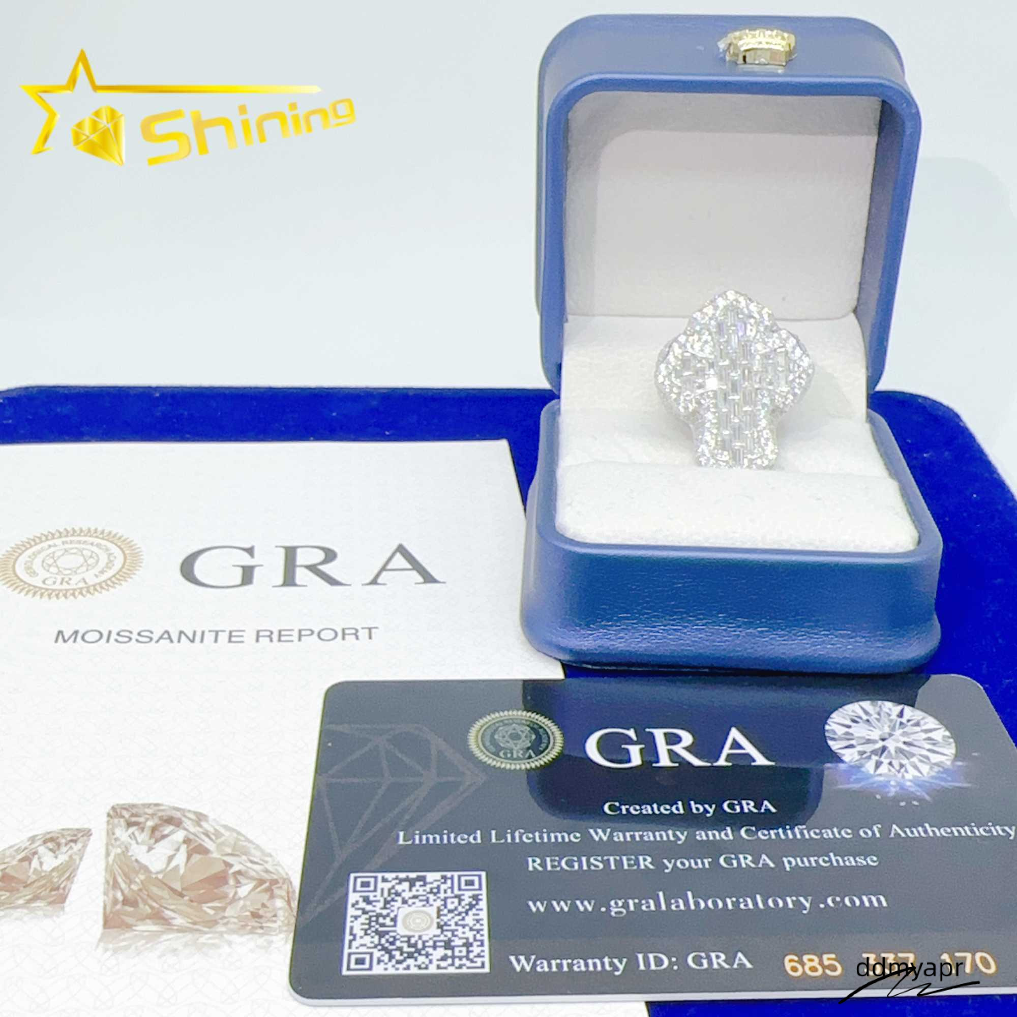 Iced Out Sterling Sier Hip Hop Moissanite Ring Ddmydec Men Custom Cross Finger Rings Ddmydec Ddmydec Ddmydec Ddmydec