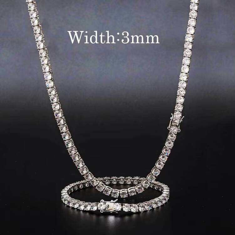 GZYS JEWELRY Wholesale High Quality 3 4 5 MM Gold Plated Hip Hop Iced Out Clustered Tennis Chain