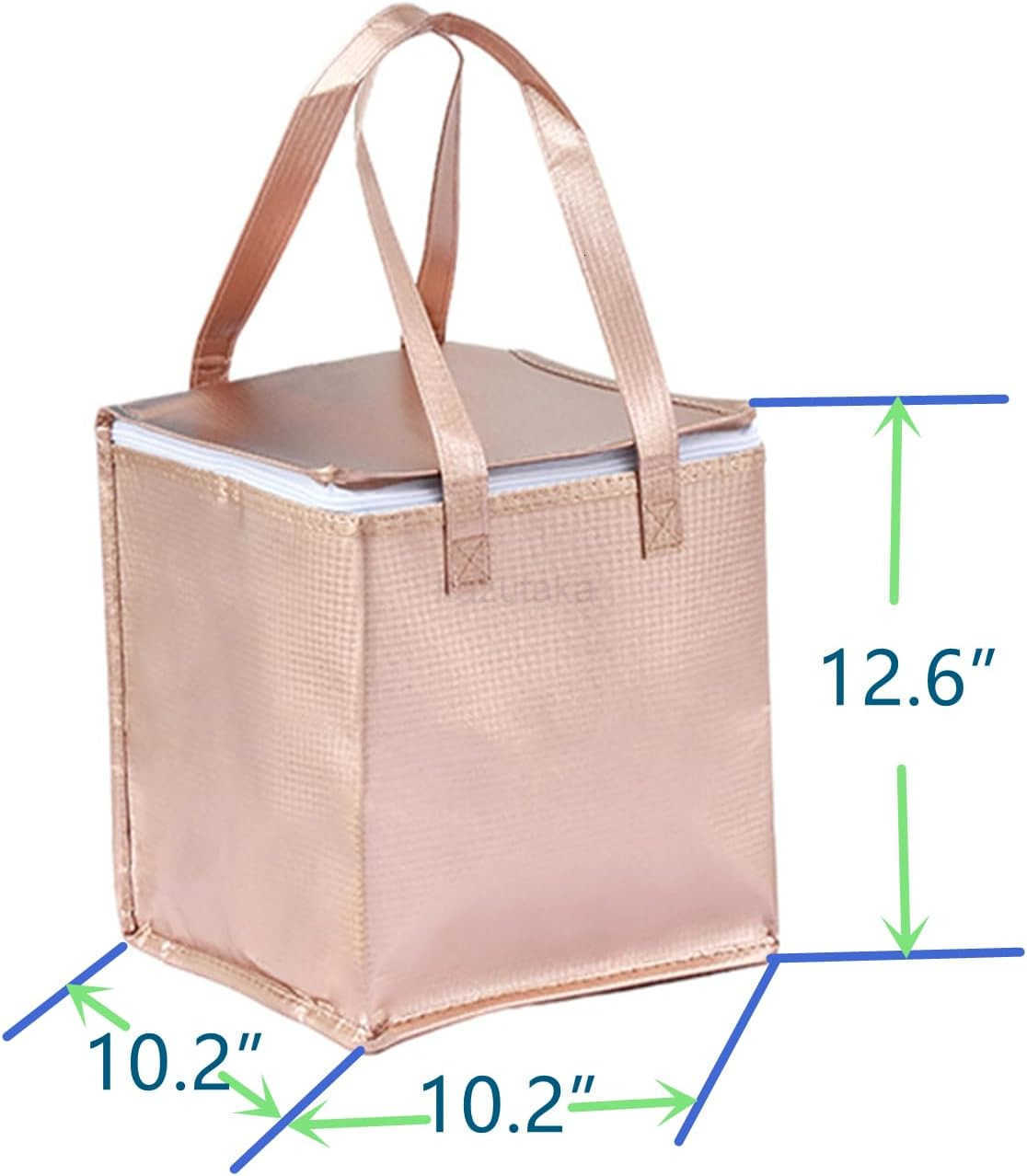 2Pack 118118138 Same Size Reusable Insulated Zipper Aluminum Foil Tote Bag Suit for Picnic Cake Fruit Drink Refrigeration Also for Delivery of Takeawa