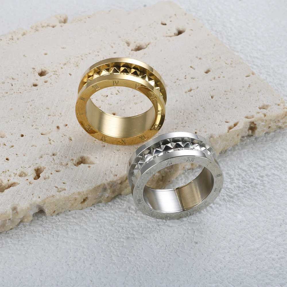 Stainl Steel Ran Numerals Ring for Men Wen Tren Pointy Rivet Triangle Hand Rings Gold Color Waterproof Delivery Jewelry S250905