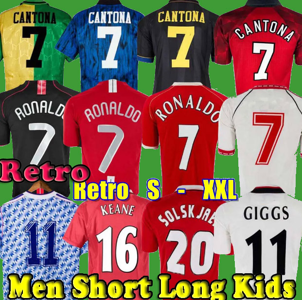 Mans Retro Soccer jerseys Final RONALDO 07 08 90 92 94 96 98 2002 2012 2013 CANTONA SCHOLES Solskjaer GIGGS Rooney Vintage Football shirt Classic top kits set