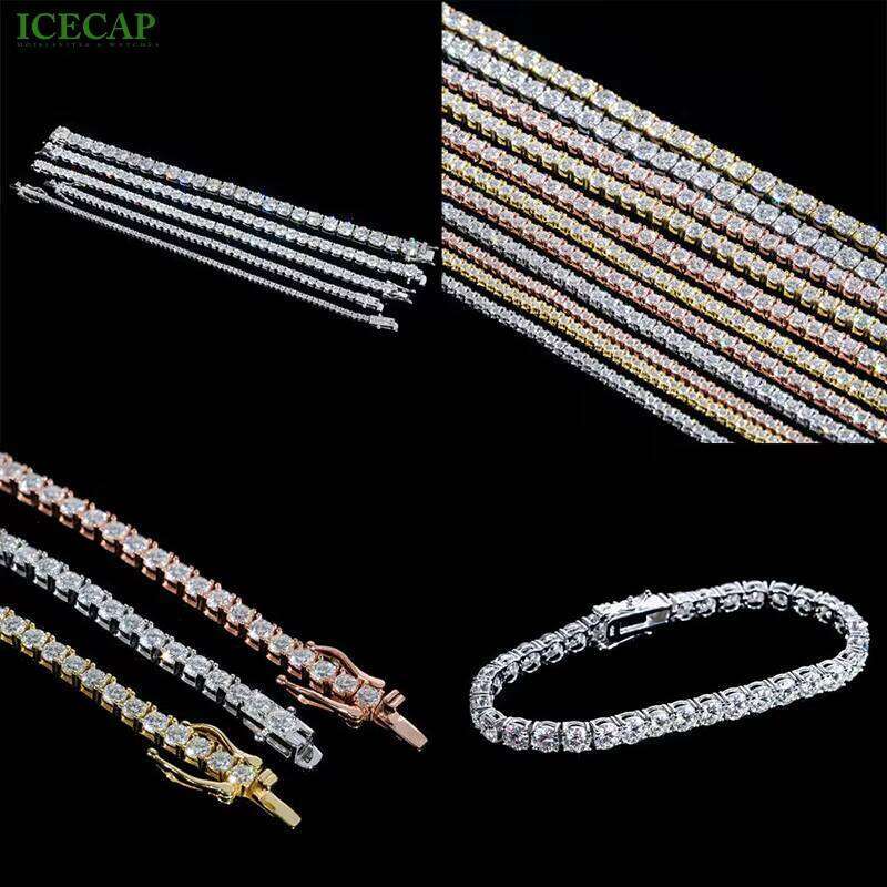 Sier VVS Moissanite Dia Tennis Chain Customizable 3mm-6mm Size Necklace Hip Hop Iced Fashion Jewelry