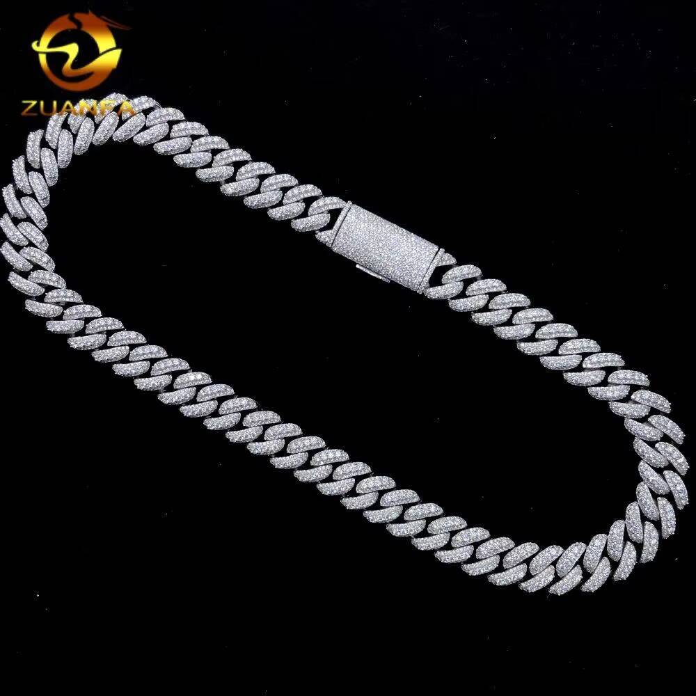 Zuanfa Jewelry PROMOTION Moissanite Bracelet 13mm Cuban Link Chain Moissanite Cuban Link Bracelet Cuban Chain