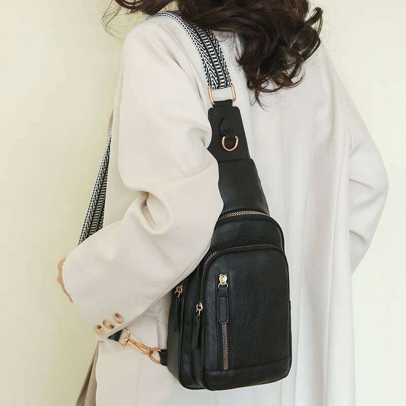 PU Women's Chest Single Crossbody Large Capacity Backpack Girl's Shoulder Bag