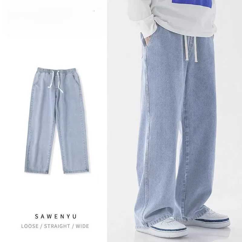 Mens Casual Loose Fit Jeans Elastic Waist Outdoor Workwear Spring Autumn Straight Leg Long Pants Comfortable Loose Trousers W250905