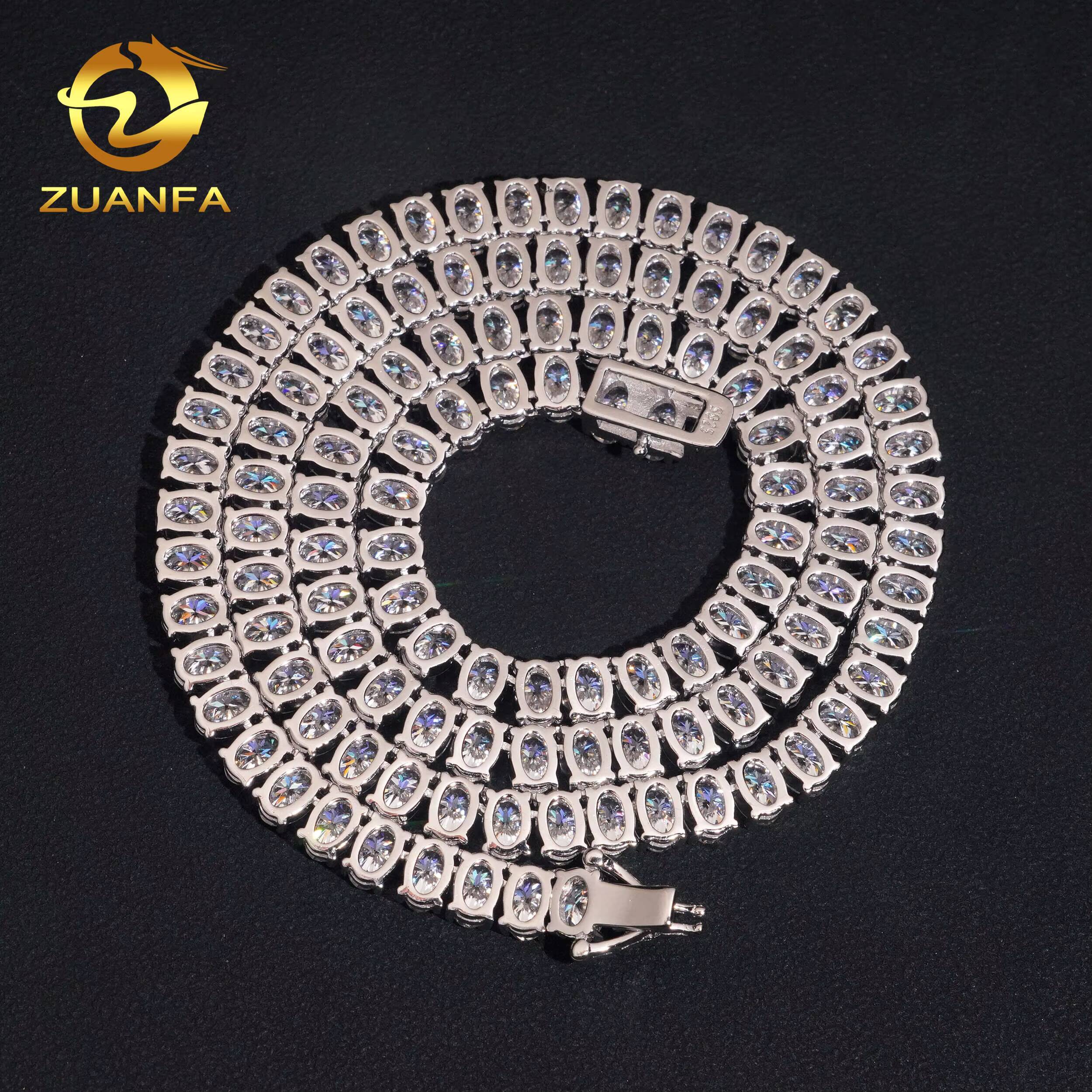 Pass Diamond Tetser 46mm Oval Cut 925 Silver Moissanite Tennis Chain Fashion Tennis Necklace for Men Women
