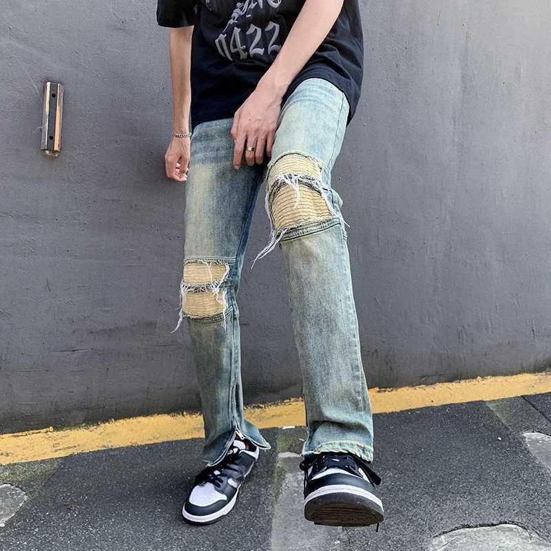 Four Seasons New Fashion Casual High Street Fashion Denim Long Pants for Men Retro Distressed New Style Wide Leg Jean Trousers W250905