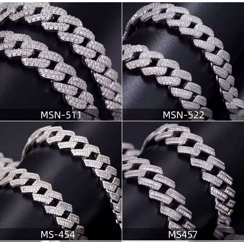 Necklace Ice Out Sterling Sier Moissanite Cuban Link Chain Hip Hop Jewelry