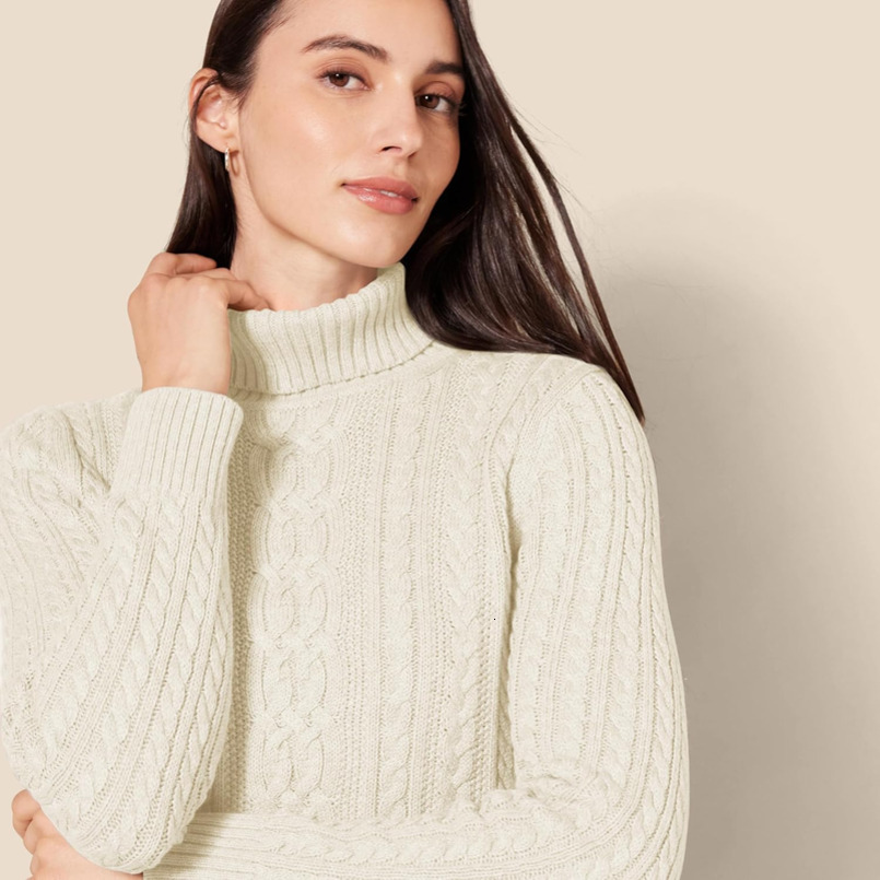 Women's Fisherman Cable Turtleneck Sweater (Available in Plus Size)