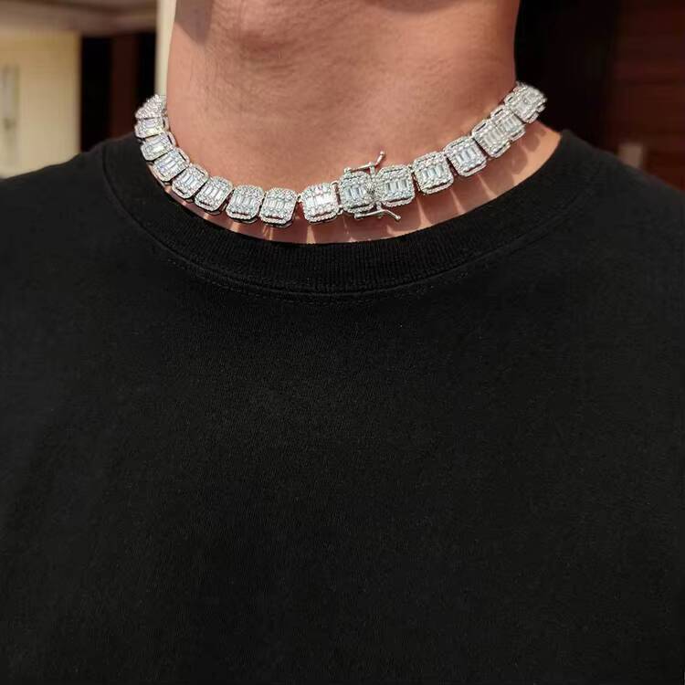 GZYS JEWELRY Wholesale 13MM Diamond Chain Iced Out Buguette Chain Expensive