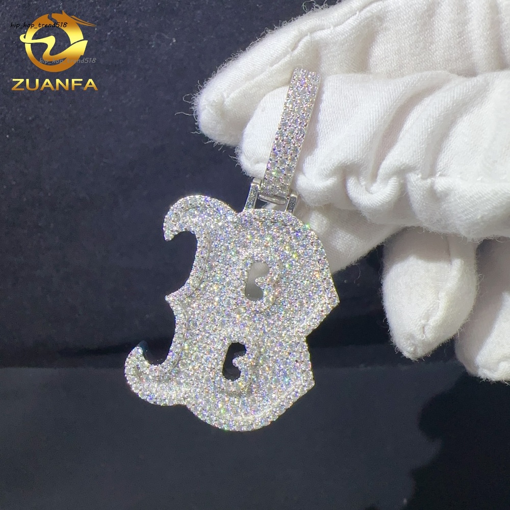 Custom Hip Hop Fine Jewelry in Sterling Silver 925 Iced Out Moissanite Letter Pendant VVS Moissanite Diamond Fashion Pendant