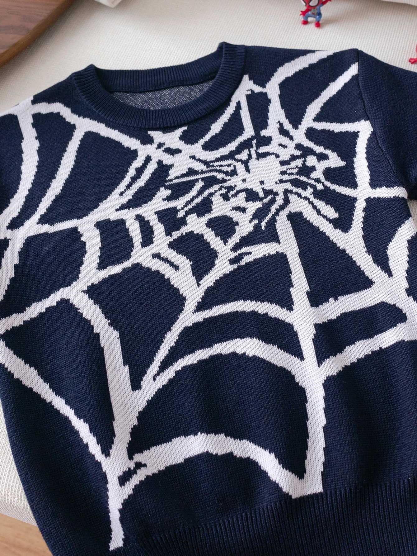 street style spider pattern sweater knitted pullover suitable for daily versatile in spring autumn and winter Z250905