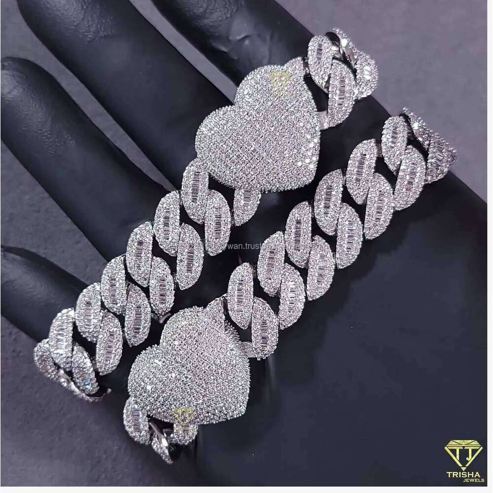 Direct Factory Supply Sterling Sier Iced Out Moissanite Dia Cuban Link Chain Available at Sale from India