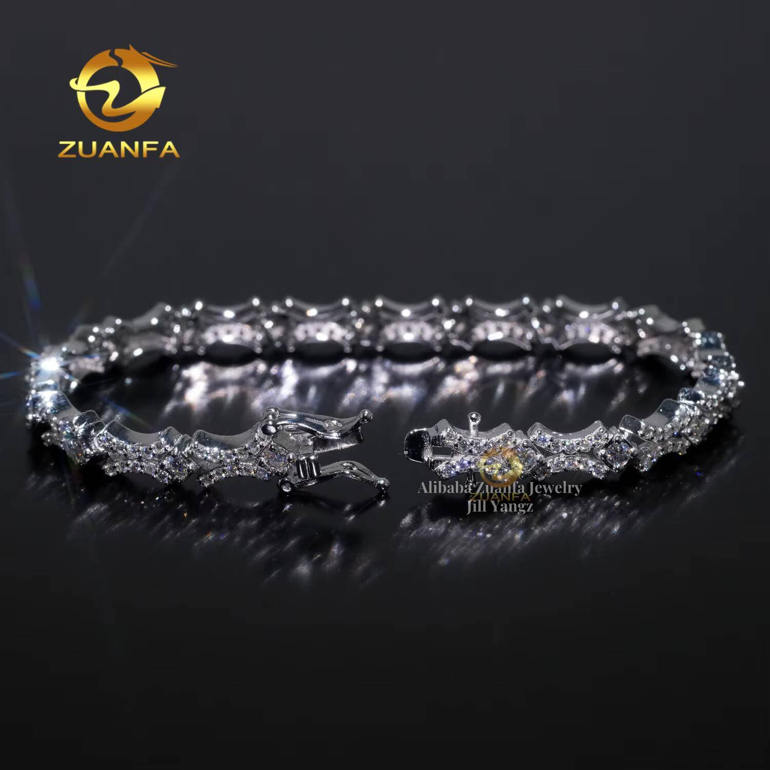 X Shape Bracelet 6mm Moissanite Tiny Cuban Chain Moissanite Bracelet Gift Idea Hip Hop Jewelry for Girl