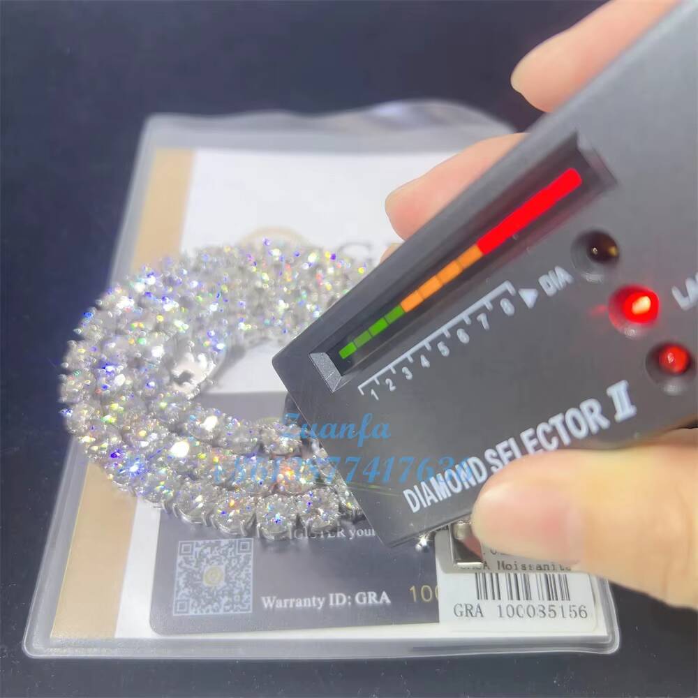 Wholesale Pass Diamond Tester 925 Silver Gold Plated Moissanite Diamond Bracelet Necklace 65mm 80mm VVS Moissanite Tennis Chai