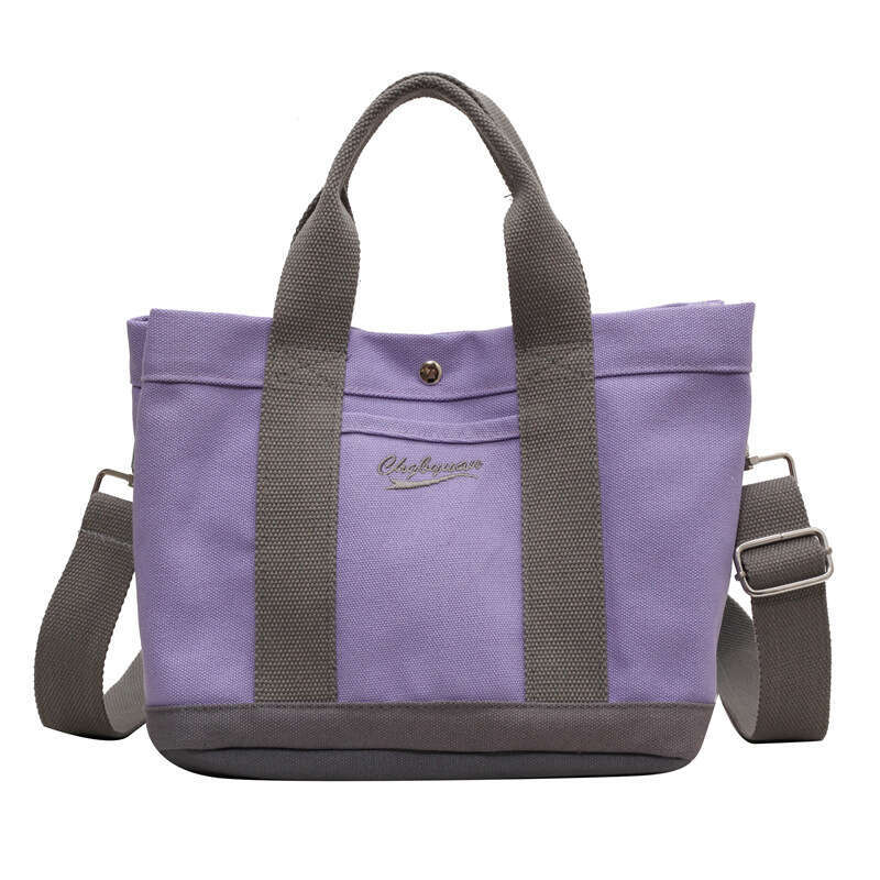 Canvas Layered with Letter Embroidery, Commuter Lunch Student Multi-layer Crossbody Bag, Mommy Bag