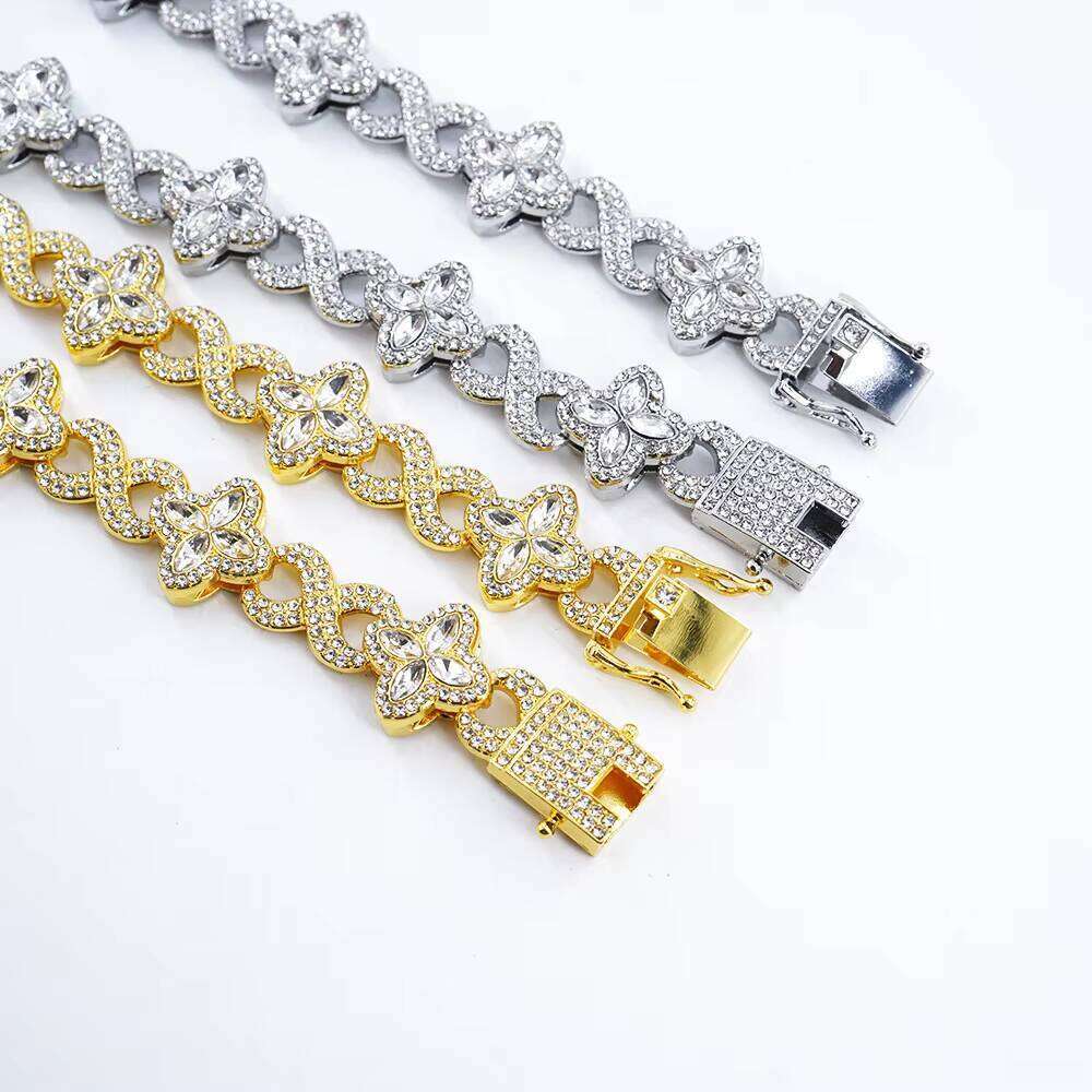 Cheapest Price Custom Iced Out Dia Rapper Men Jewelry Hip Hop Rhinestone Clover Cuban Bracelet for Women