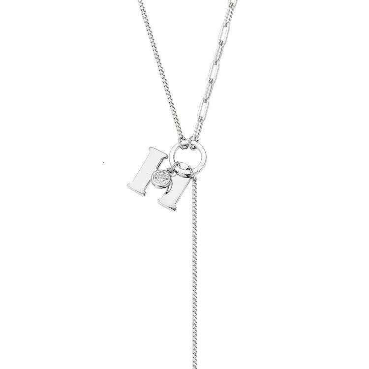 DH collections: S925 Silver H - Letter Necklace for Women - Korean - inspired Ins - style Tassel Pendant