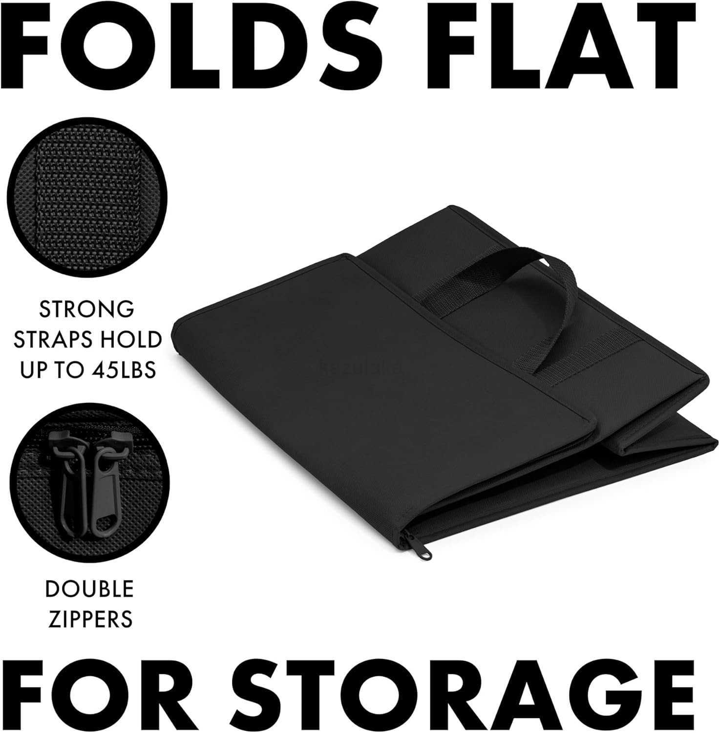 Reusable Grocery Bags Catering and Delivery Bag For Hot and Cold Food Collapsible Thermal Tote For Doordash and Uber Eats 1 Black wRed Trim M250904