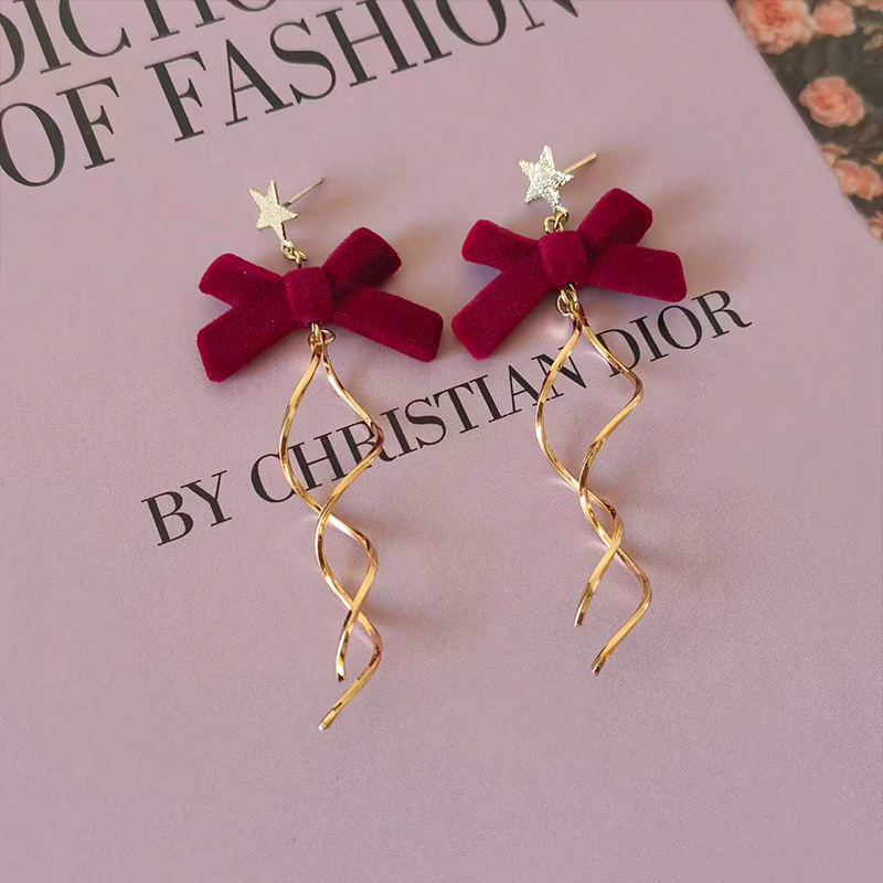 New Trendy Christmas Tree Earrings For Women Santa Claus Snowman Drop Earrings Five pointed star earring bow long earrings Jewelry Girls Christmas Gif