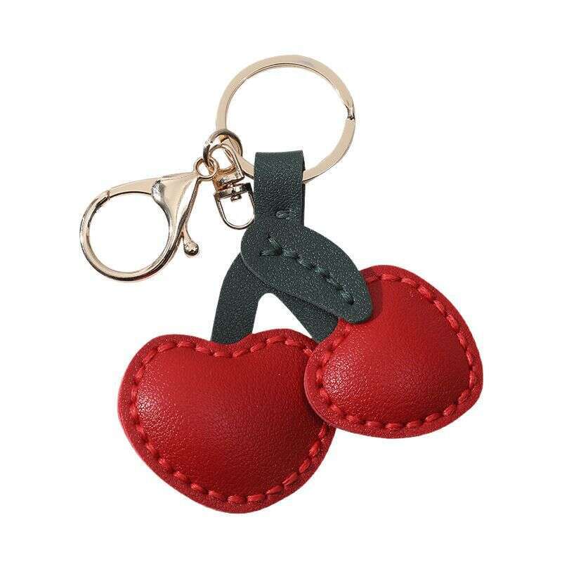 DHEssentials Cherry Leather Charm, Cute DIY Gift, Pastoral Style, Bag/Key Pendant, Multiple Colors