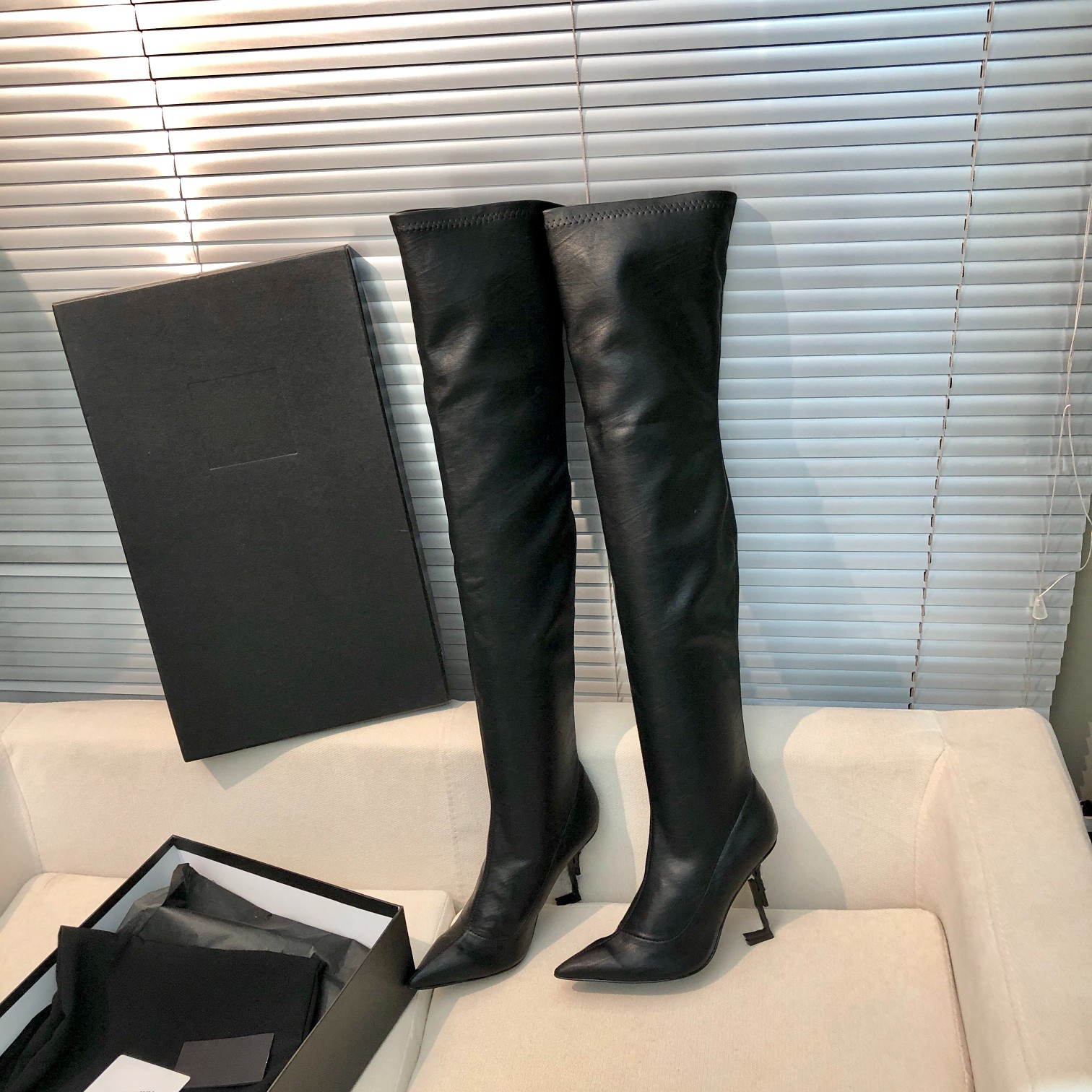 Opyum Over the knee Boots pointed toes Thigh-high boot Letter high heels stretched Leather sole for women luxury designer heeled shoes factory footwear with box